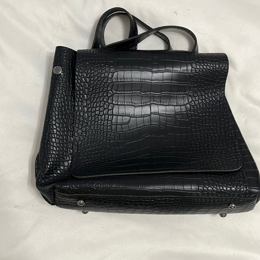 Croc print backpack purse